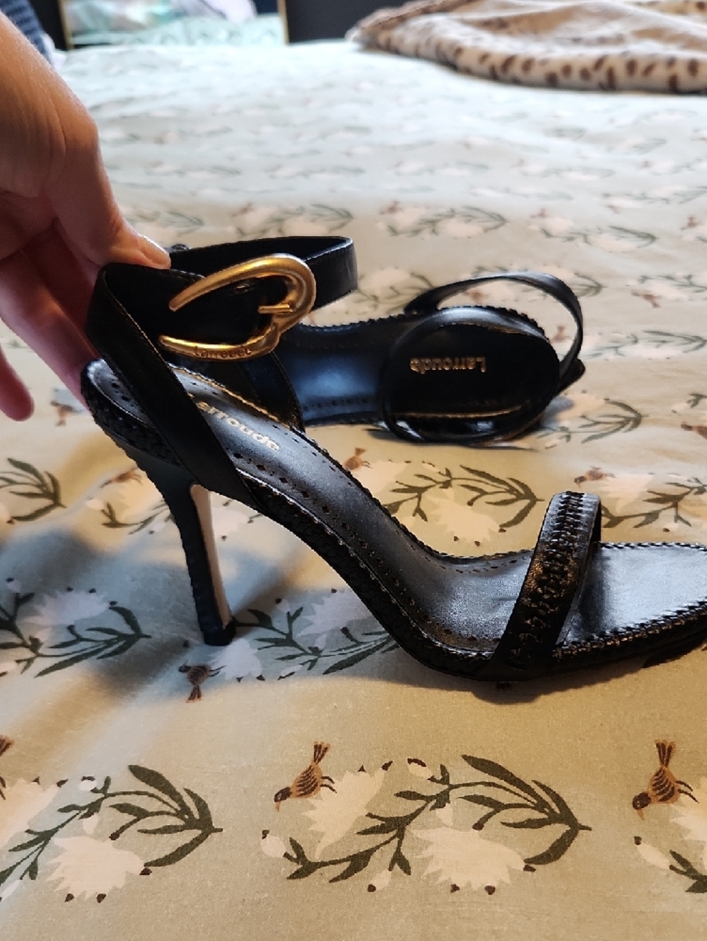Larroude Black Women's Braided Strap Heeled Sandals-NWOT - Picture 2 of 4